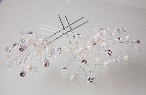 Canadian Tiaras & Jewellery - Pearl Crystal & Swarovski Hairpins 9695 - Wedding / Special Occasions / Evening Wear Jewellery & Tiaras from the Wedding Accessories Boutique - Oxfordshire section